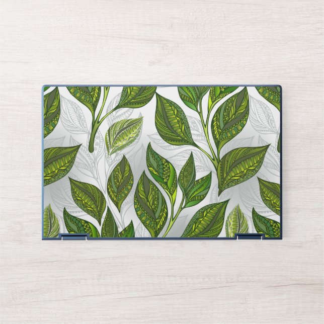 Seamless Pattern with Green Tea Leaves HP Laptop Skin (Front)