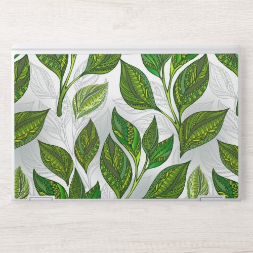 Seamless Pattern with Green Tea Leaves HP Laptop Skin