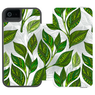 Seamless Pattern with Green Tea Leaves iPhone SE/5/5s Wallet Case