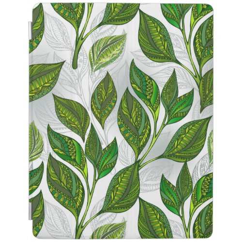 Seamless Pattern with Green Tea Leaves iPad Smart Cover