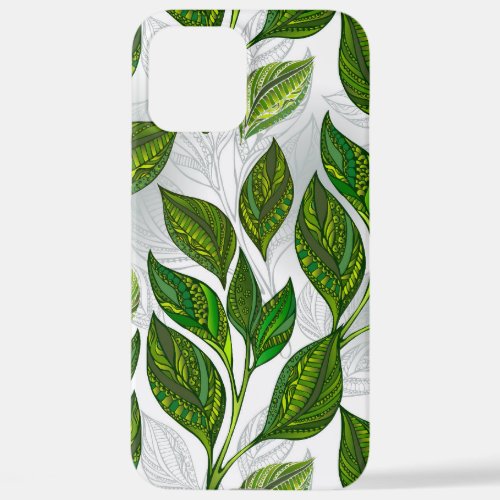 Seamless Pattern with Green Tea Leaves iPhone 12 Pro Max Case