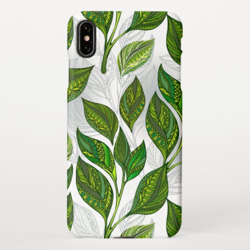 Seamless Pattern with Green Tea Leaves iPhone XS Max Case