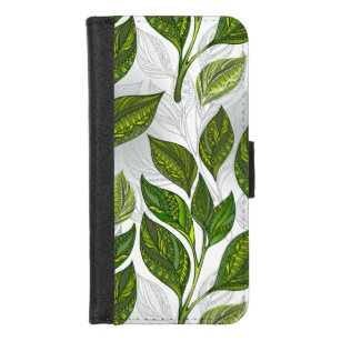 Seamless Pattern with Green Tea Leaves iPhone 8/7 Wallet Case