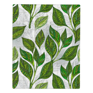 Seamless Pattern with Green Tea Leaves Jigsaw Puzzle