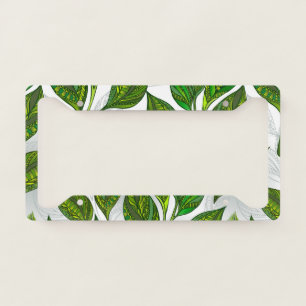 Seamless Pattern with Green Tea Leaves License Plate Frame