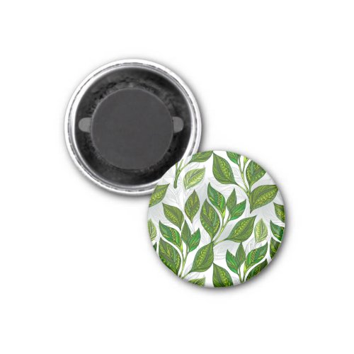 Seamless Pattern with Green Tea Leaves Magnet