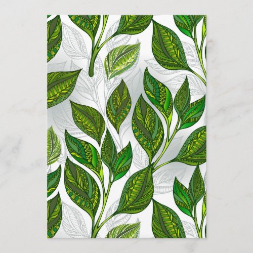 Seamless Pattern with Green Tea Leaves Menu