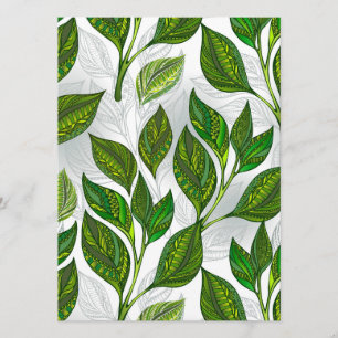 Seamless Pattern with Green Tea Leaves Menu