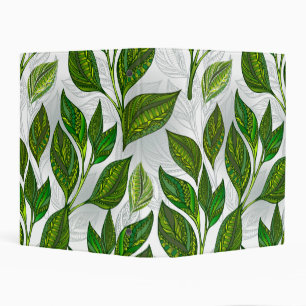 Seamless Pattern with Green Tea Leaves Mini Binder