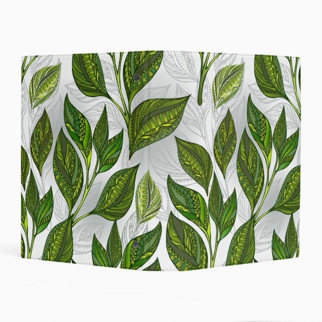Seamless Pattern with Green Tea Leaves Mini Binder (Background)