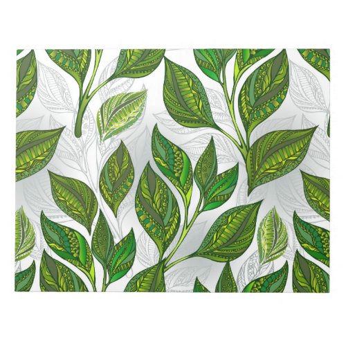 Seamless Pattern with Green Tea Leaves Notepad