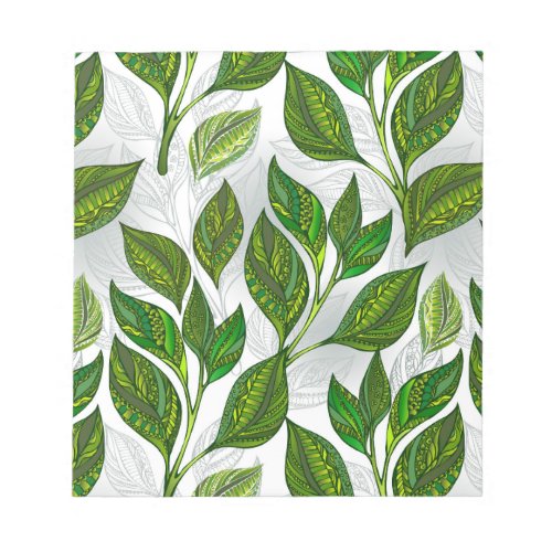 Seamless Pattern with Green Tea Leaves Notepad