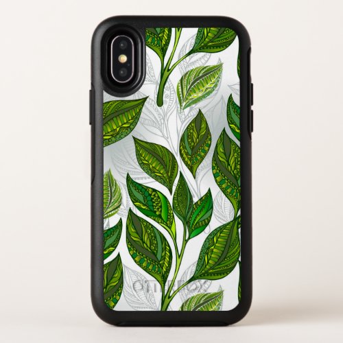 Seamless Pattern with Green Tea Leaves OtterBox Symmetry iPhone XS Case