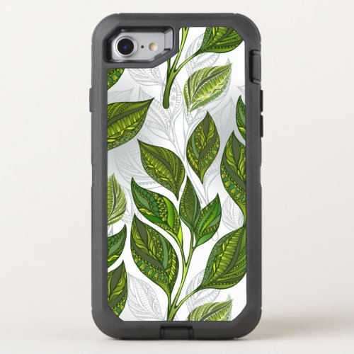 Seamless Pattern with Green Tea Leaves OtterBox Defender iPhone SE87 Case