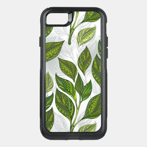 Seamless Pattern with Green Tea Leaves OtterBox Commuter iPhone SE87 Case