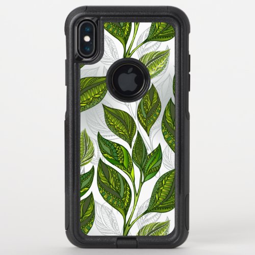 Seamless Pattern with Green Tea Leaves OtterBox Commuter iPhone XS Max Case