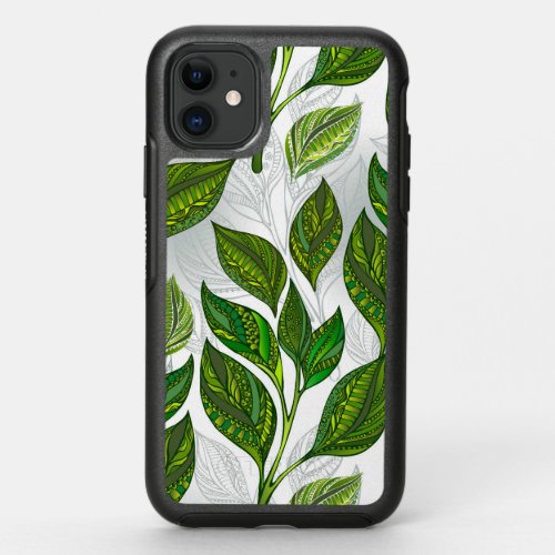 Seamless Pattern with Green Tea Leaves OtterBox Symmetry iPhone 11 Case