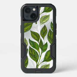 Seamless Pattern with Green Tea Leaves iPhone 13 Case