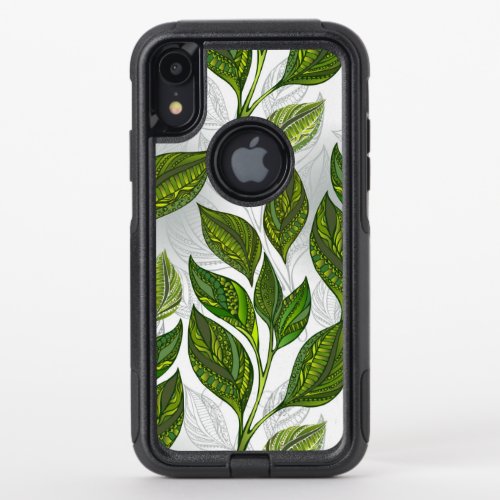 Seamless Pattern with Green Tea Leaves OtterBox Commuter iPhone XR Case