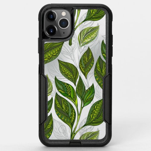 Seamless Pattern with Green Tea Leaves OtterBox Commuter iPhone 11 Pro Max Case