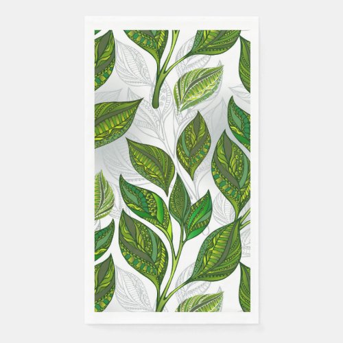 Seamless Pattern with Green Tea Leaves Paper Guest Towels