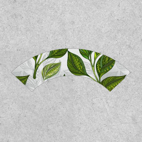 Seamless Pattern with Green Tea Leaves Patch