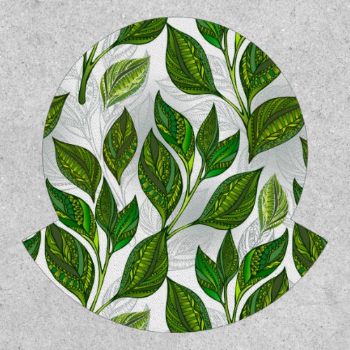 Seamless Pattern with Green Tea Leaves Patch