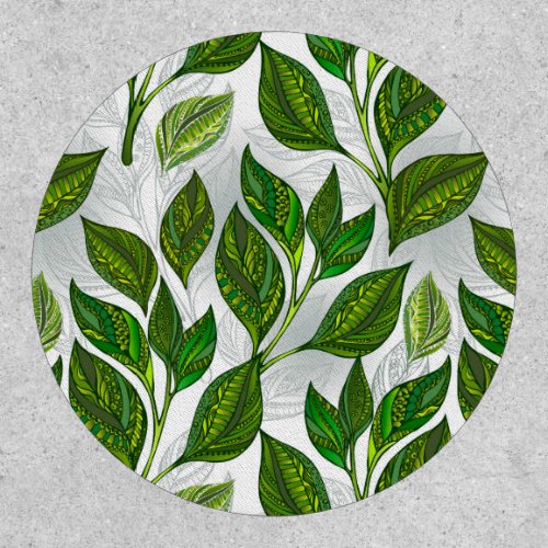 Seamless Pattern with Green Tea Leaves Patch