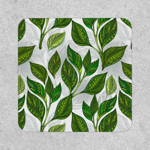 Seamless Pattern with Green Tea Leaves Patch