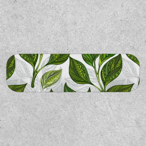 Seamless Pattern with Green Tea Leaves Patch