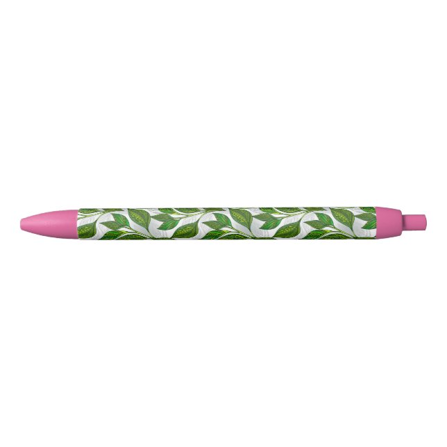 Seamless Pattern with Green Tea Leaves Pen (Front)
