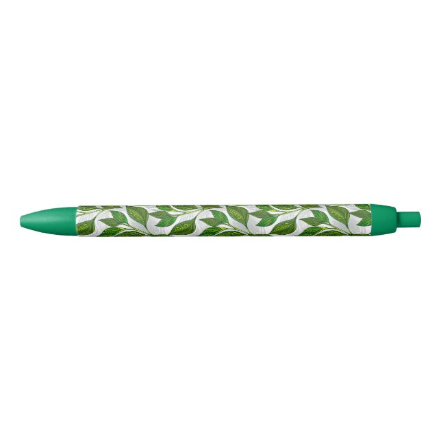 Seamless Pattern with Green Tea Leaves Pen (Front)