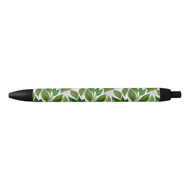 Seamless Pattern with Green Tea Leaves Pen (Front)