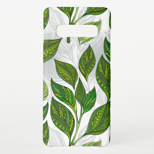 Seamless Pattern with Green Tea Leaves Samsung Galaxy S10 Case