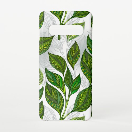 Seamless Pattern with Green Tea Leaves Samsung Galaxy S10 Case