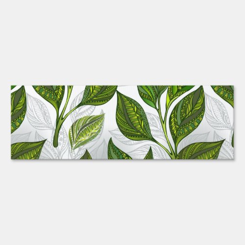 Seamless Pattern with Green Tea Leaves Sign