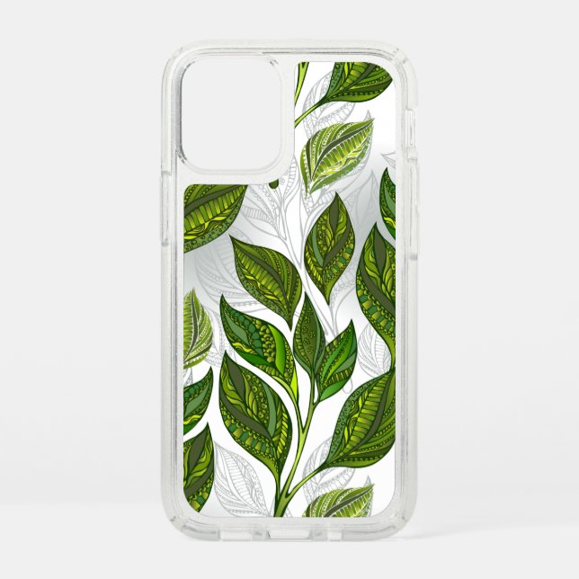 Seamless Pattern with Green Tea Leaves Speck iPhone 12 Mini Case (Front)