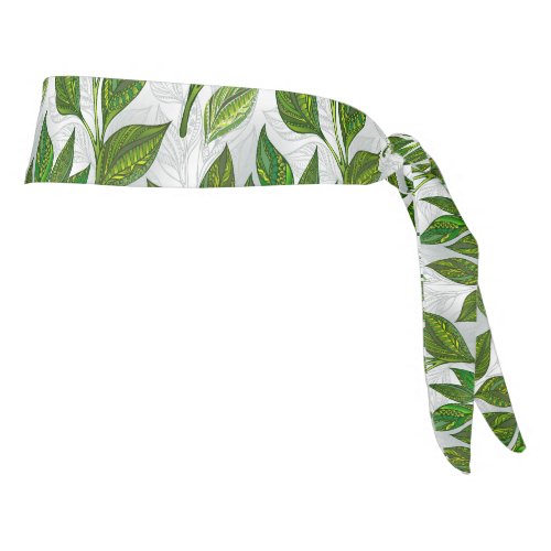 Seamless Pattern with Green Tea Leaves Tie Headband