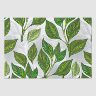 Seamless Pattern with Green Tea Leaves Tissue Paper