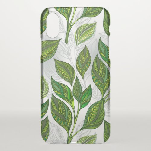 Seamless Pattern with Green Tea Leaves iPhone XS Case
