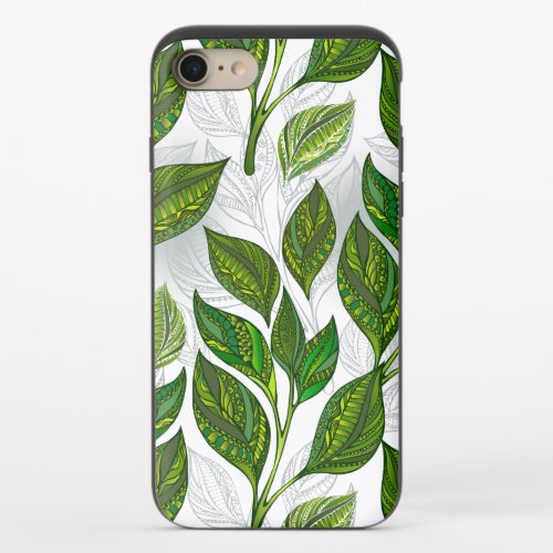 Seamless Pattern with Green Tea Leaves iPhone 87 Slider Case