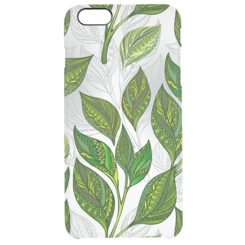 Seamless Pattern with Green Tea Leaves Clear iPhone 6 Plus Case