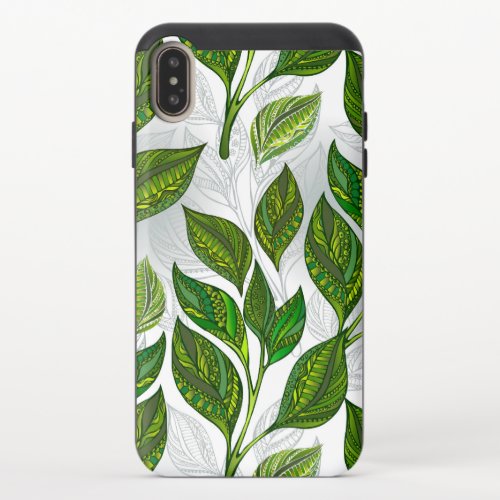 Seamless Pattern with Green Tea Leaves iPhone XS Max Slider Case