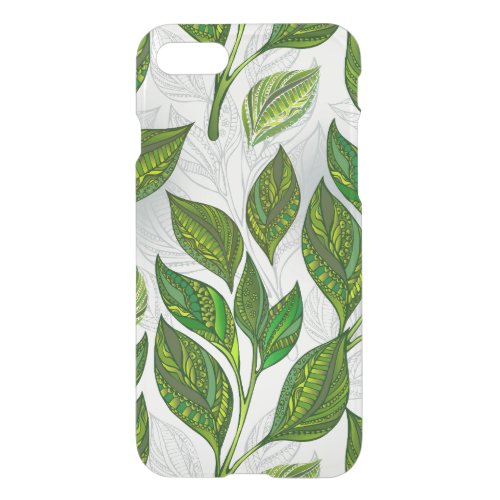 Seamless Pattern with Green Tea Leaves iPhone SE87 Case