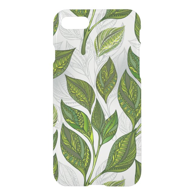 Seamless Pattern with Green Tea Leaves Uncommon iPhone Case (Back)