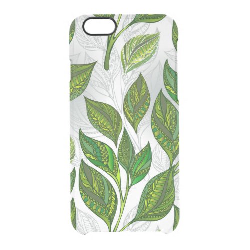 Seamless Pattern with Green Tea Leaves Clear iPhone 66S Case