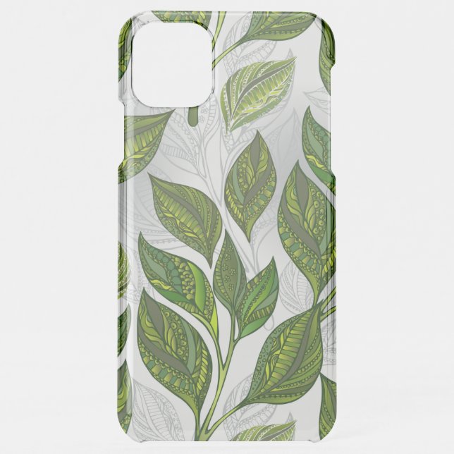 Seamless Pattern with Green Tea Leaves Uncommon iPhone Case (Back)