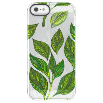 Seamless Pattern with Green Tea Leaves Permafrost iPhone SE/5/5s Case