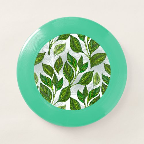 Seamless Pattern with Green Tea Leaves Wham_O Frisbee