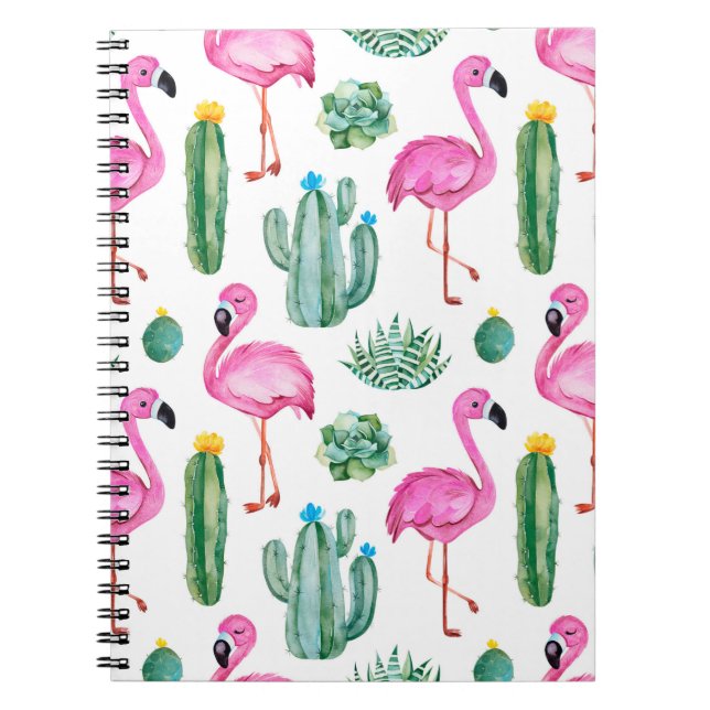 Seamless pattern with green watercolor cactus, suc notebook (Front)